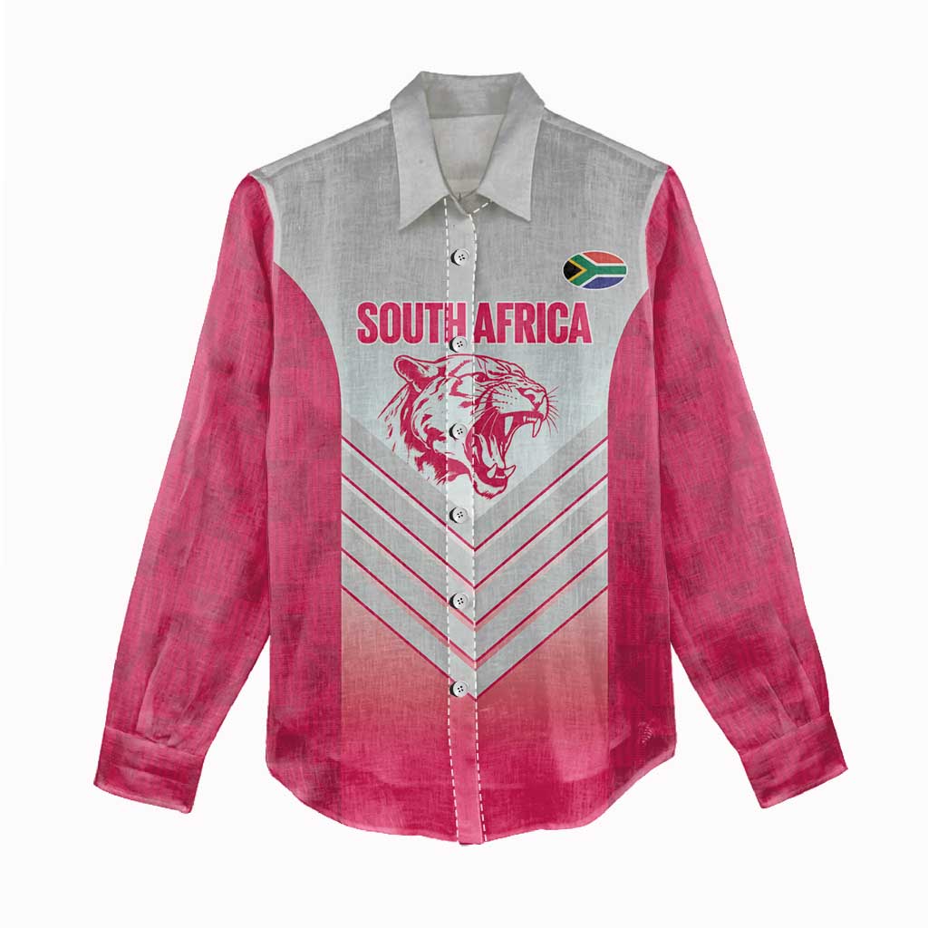 South Africa Rugby Custom Women Casual Shirt Come On Puma African Pattern