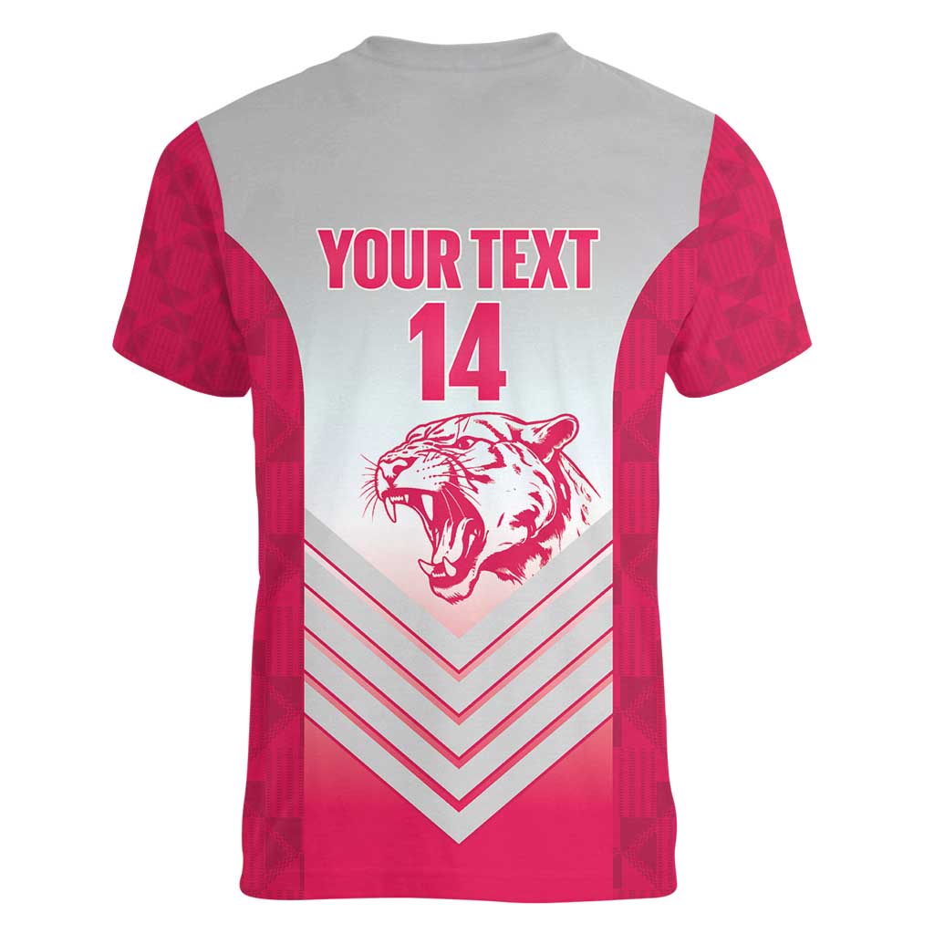 South Africa Rugby Custom Women V-Neck T-Shirt Come On Puma African Pattern