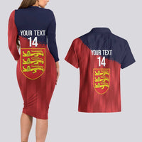 Custom Jersey Cricket Couples Matching Long Sleeve Bodycon Dress and Hawaiian Shirt Go Jer Lions - Wonder Print Shop