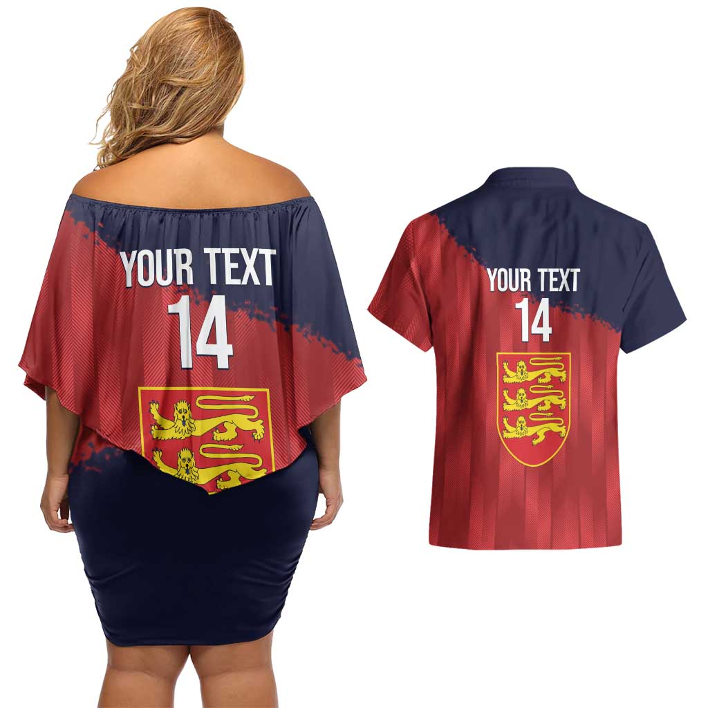Custom Jersey Cricket Couples Matching Off Shoulder Short Dress and Hawaiian Shirt Go Jer Lions - Wonder Print Shop