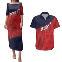 Custom Jersey Cricket Couples Matching Puletasi and Hawaiian Shirt Go Jer Lions - Wonder Print Shop