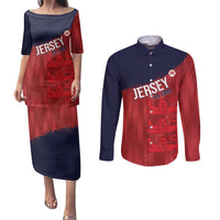 Custom Jersey Cricket Couples Matching Puletasi and Long Sleeve Button Shirt Go Jer Lions - Wonder Print Shop