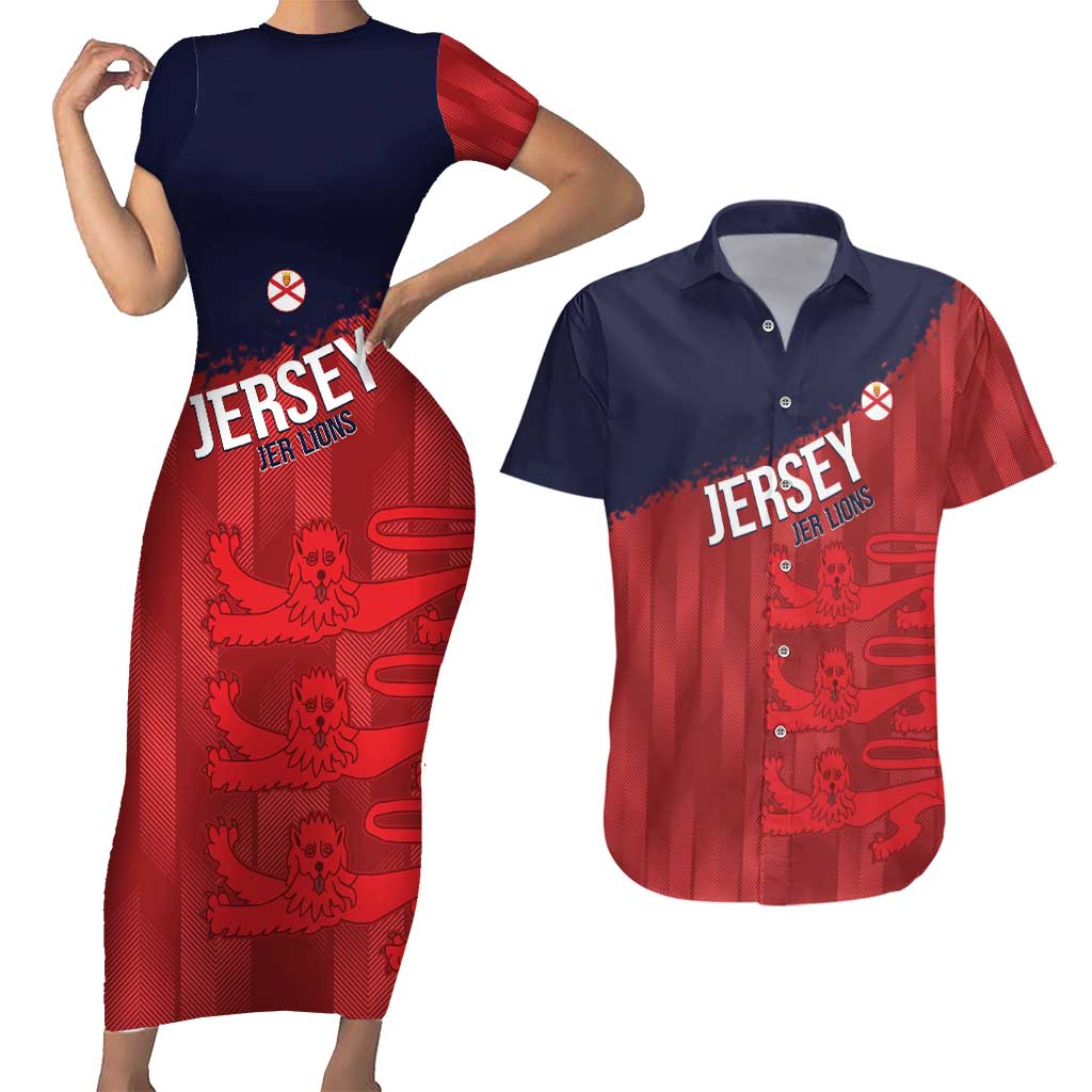 Custom Jersey Cricket Couples Matching Short Sleeve Bodycon Dress and Hawaiian Shirt Go Jer Lions - Wonder Print Shop