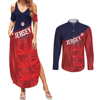 Custom Jersey Cricket Couples Matching Summer Maxi Dress and Long Sleeve Button Shirt Go Jer Lions - Wonder Print Shop