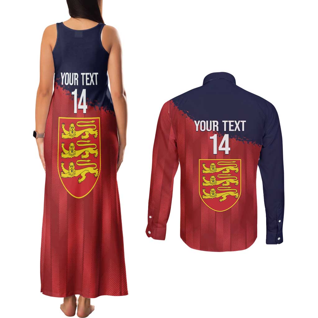 Custom Jersey Cricket Couples Matching Tank Maxi Dress and Long Sleeve Button Shirt Go Jer Lions - Wonder Print Shop