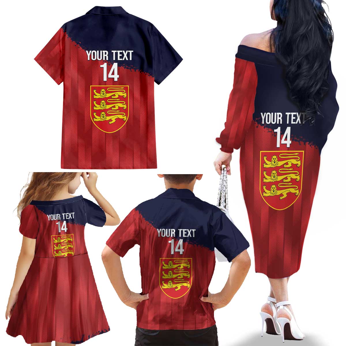 Custom Jersey Cricket Family Matching Off The Shoulder Long Sleeve Dress and Hawaiian Shirt Go Jer Lions - Wonder Print Shop