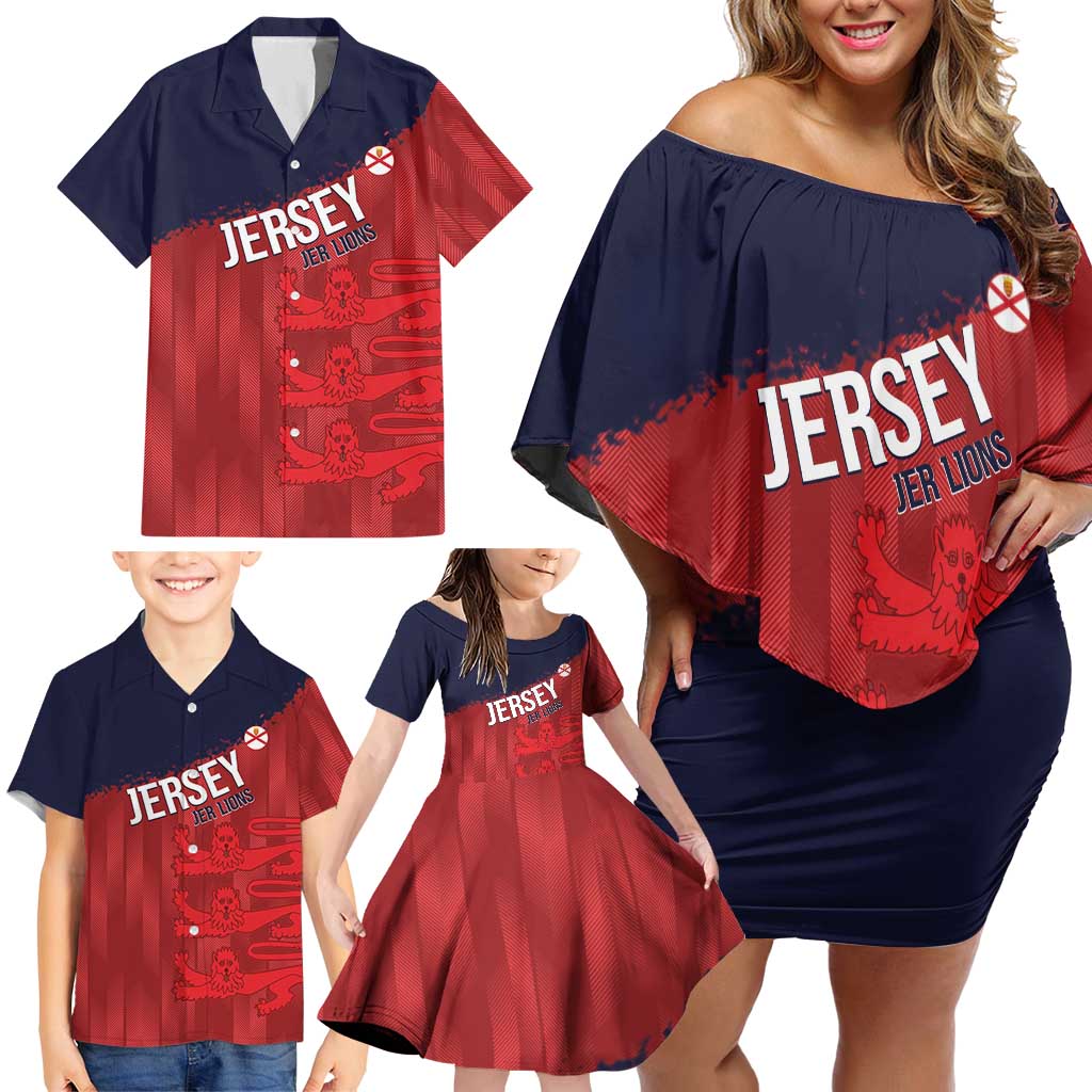 Custom Jersey Cricket Family Matching Off Shoulder Short Dress and Hawaiian Shirt Go Jer Lions - Wonder Print Shop