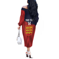 Custom Jersey Cricket Off The Shoulder Long Sleeve Dress Go Jer Lions - Wonder Print Shop