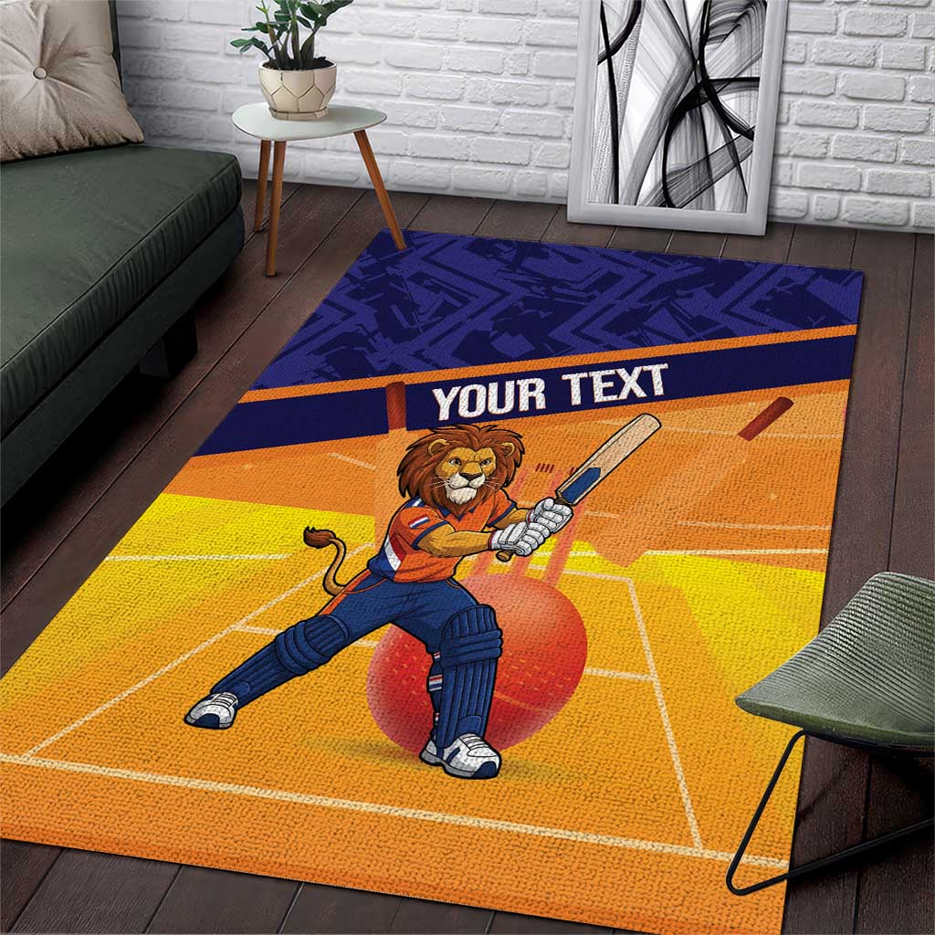 Custom Netherlands Cricket Area Rug Go Flying Dutchmen Lion Mascot - Wonder Print Shop
