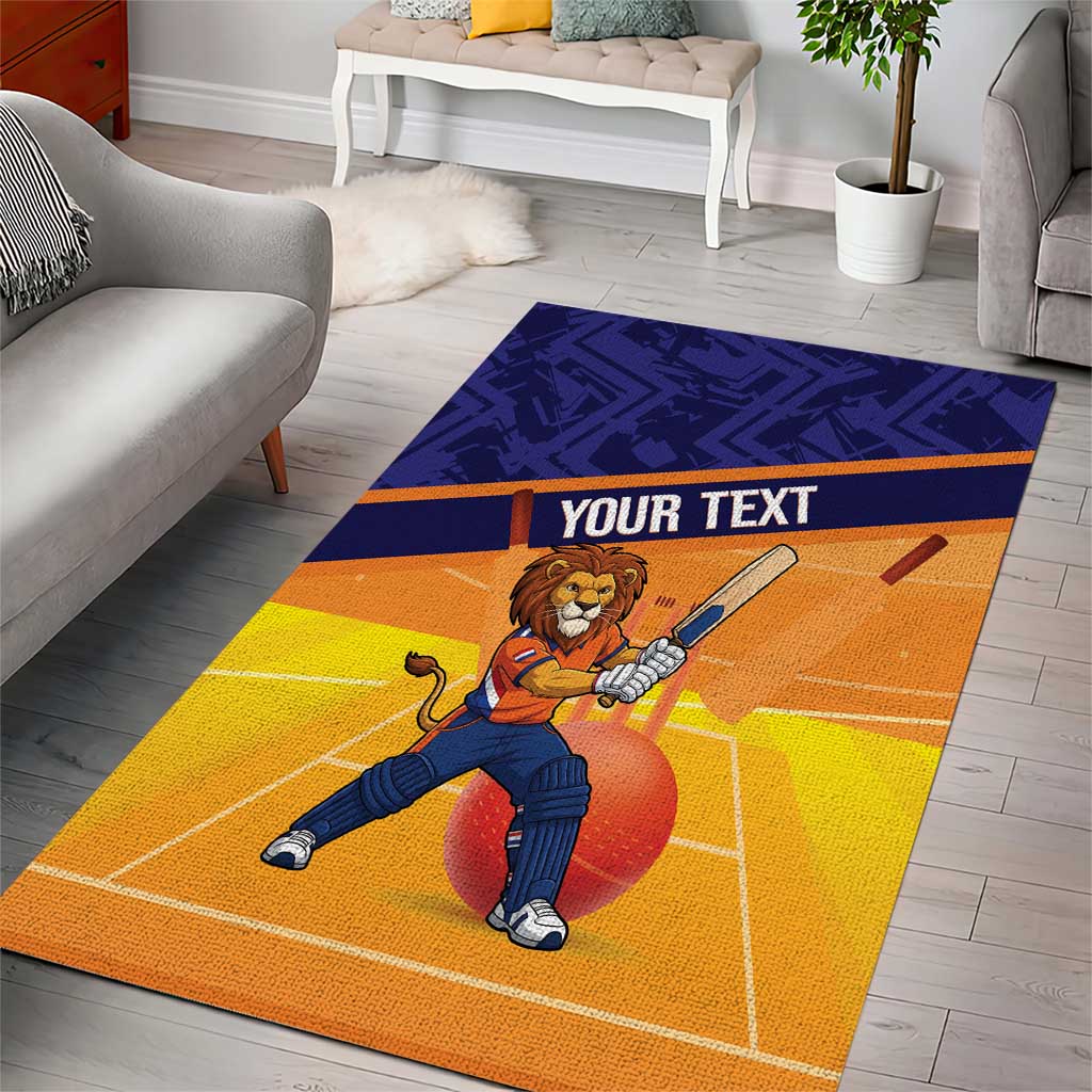 Custom Netherlands Cricket Area Rug Go Flying Dutchmen Lion Mascot - Wonder Print Shop