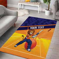 Custom Netherlands Cricket Area Rug Go Flying Dutchmen Lion Mascot - Wonder Print Shop