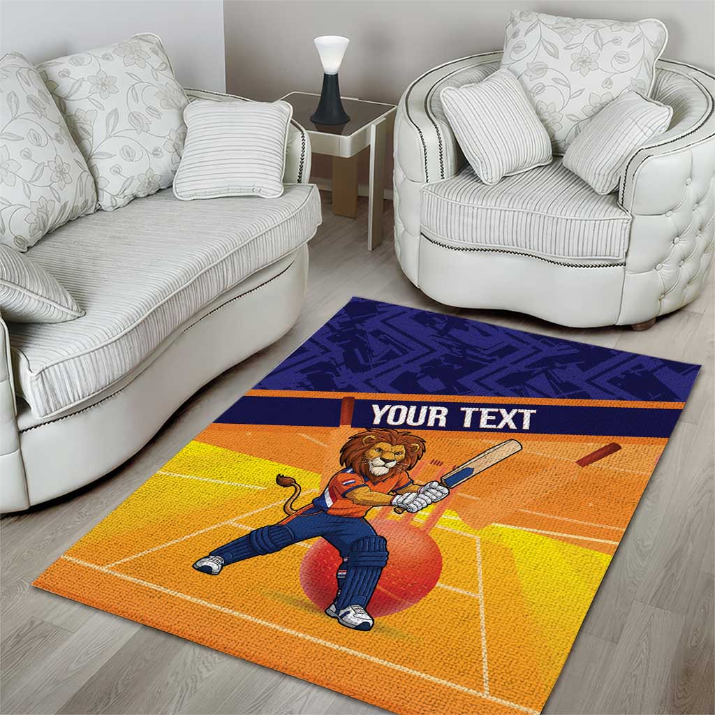 Custom Netherlands Cricket Area Rug Go Flying Dutchmen Lion Mascot - Wonder Print Shop