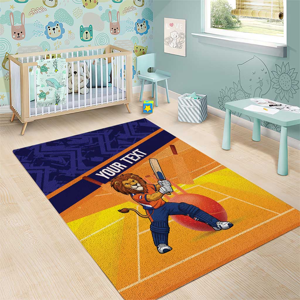Custom Netherlands Cricket Area Rug Go Flying Dutchmen Lion Mascot - Wonder Print Shop