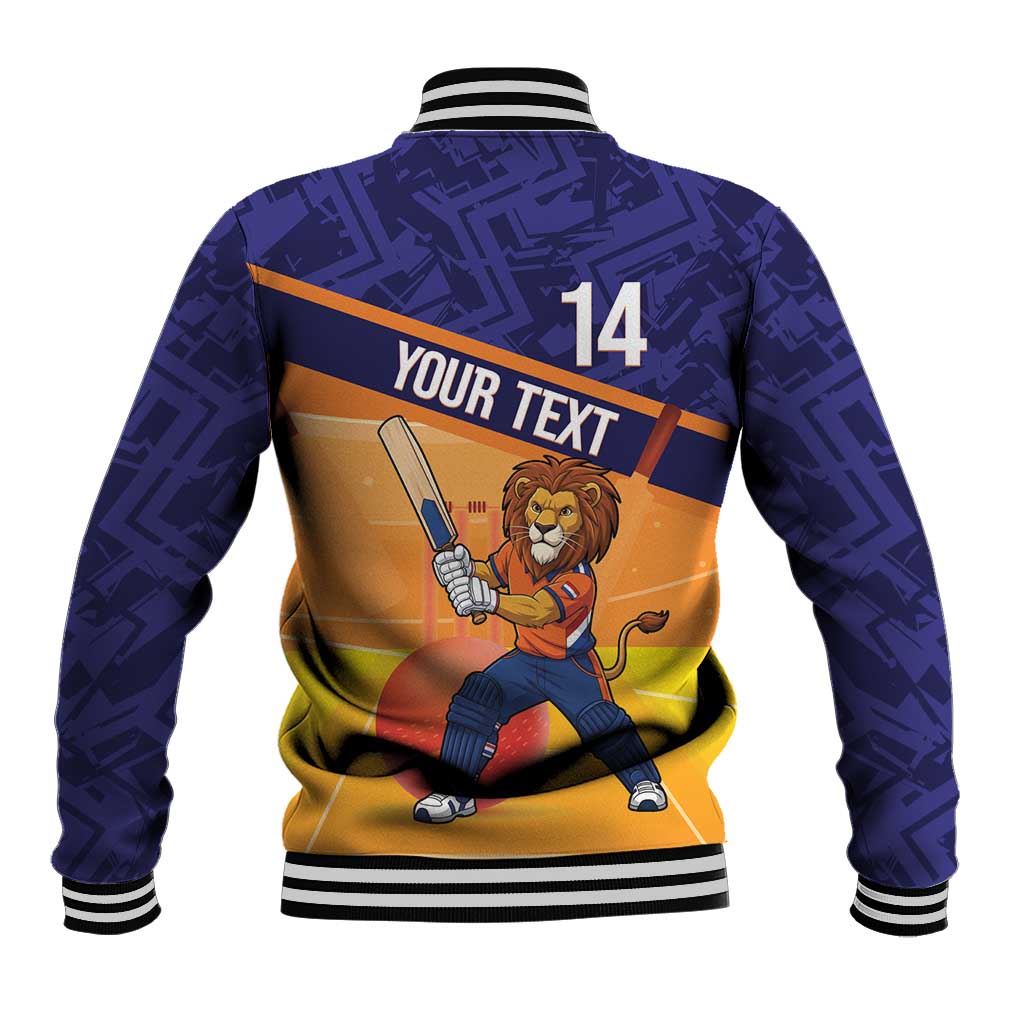 Custom Netherlands Cricket Baseball Jacket Go Flying Dutchmen Lion Mascot - Wonder Print Shop