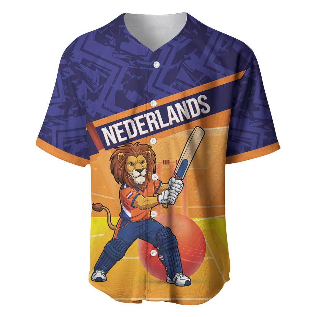Custom Netherlands Cricket Baseball Jersey Go Flying Dutchmen Lion Mascot - Wonder Print Shop