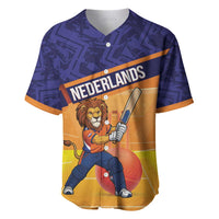 Custom Netherlands Cricket Baseball Jersey Go Flying Dutchmen Lion Mascot - Wonder Print Shop