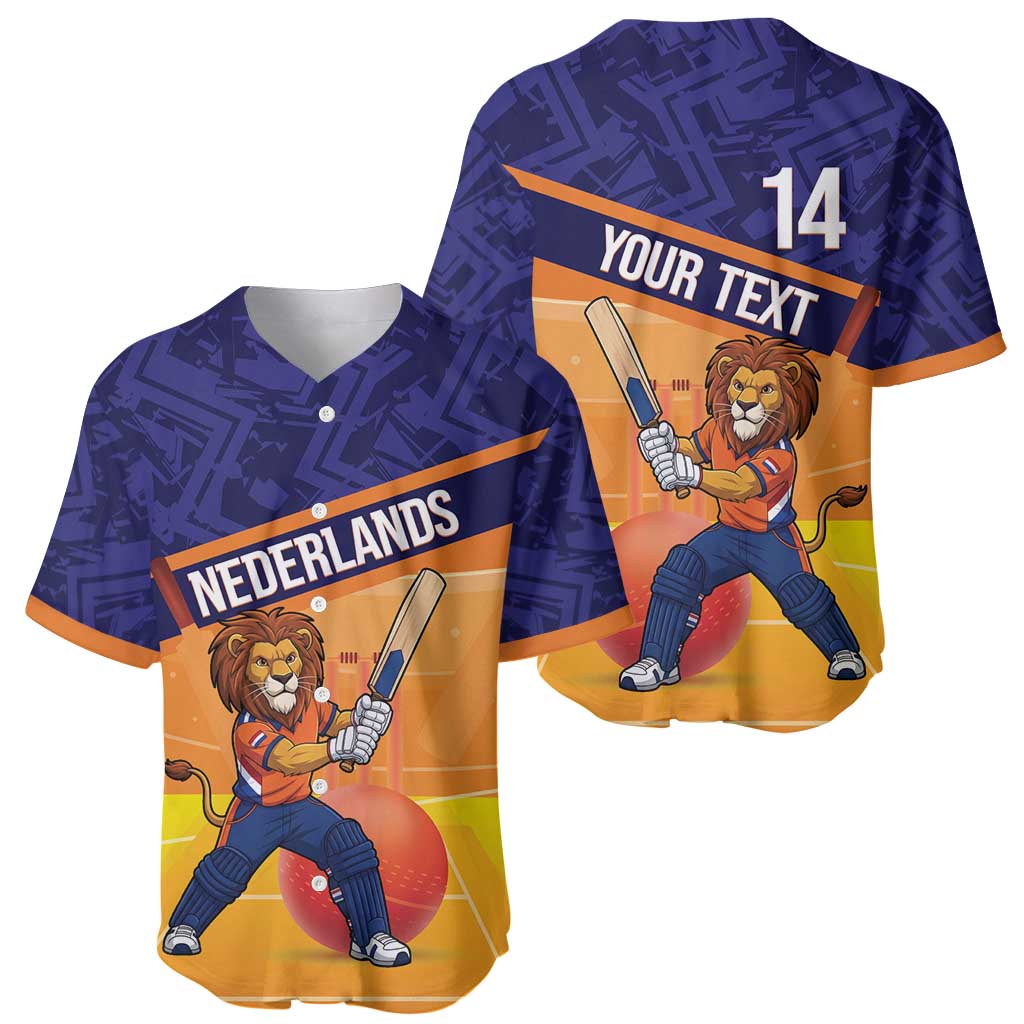Custom Netherlands Cricket Baseball Jersey Go Flying Dutchmen Lion Mascot - Wonder Print Shop