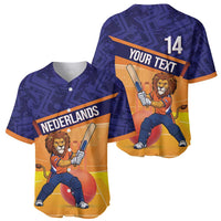Custom Netherlands Cricket Baseball Jersey Go Flying Dutchmen Lion Mascot - Wonder Print Shop