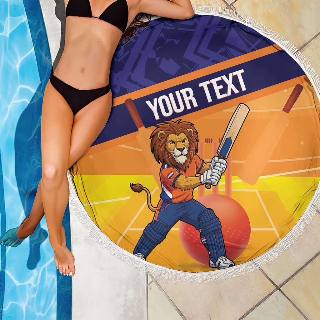 Custom Netherlands Cricket Beach Blanket Go Flying Dutchmen Lion Mascot - Wonder Print Shop