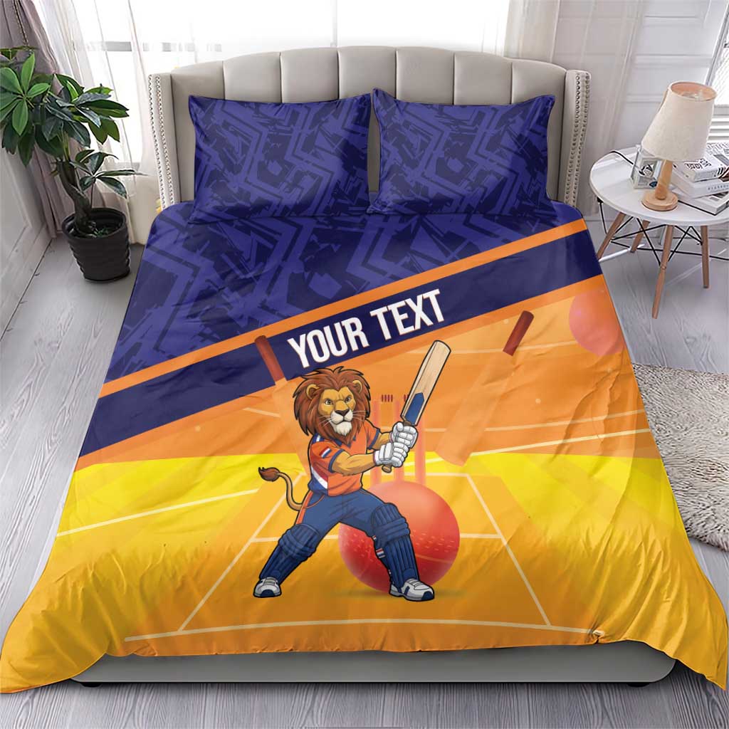 Custom Netherlands Cricket Bedding Set Go Flying Dutchmen Lion Mascot - Wonder Print Shop