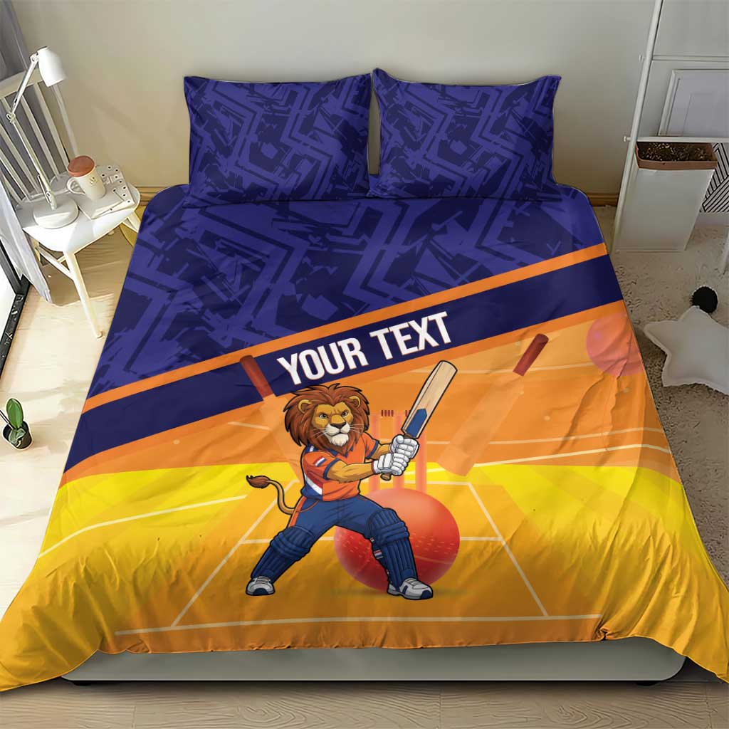 Custom Netherlands Cricket Bedding Set Go Flying Dutchmen Lion Mascot - Wonder Print Shop