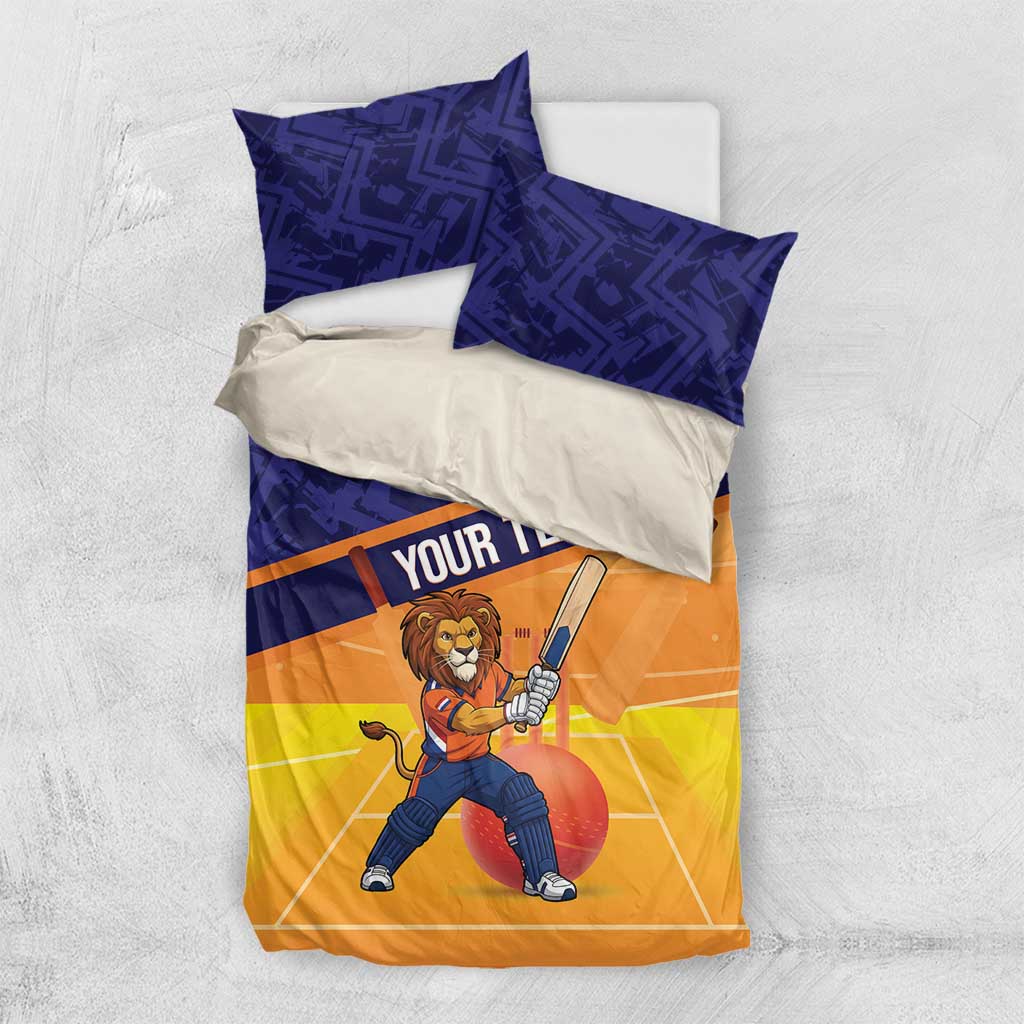 Custom Netherlands Cricket Bedding Set Go Flying Dutchmen Lion Mascot - Wonder Print Shop