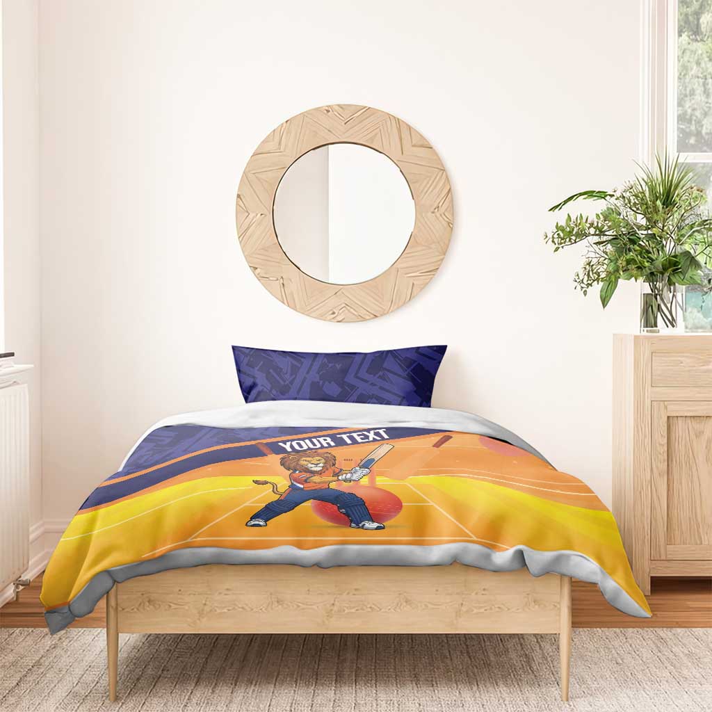 Custom Netherlands Cricket Bedding Set Go Flying Dutchmen Lion Mascot - Wonder Print Shop