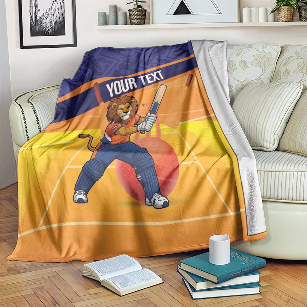 Custom Netherlands Cricket Blanket Go Flying Dutchmen Lion Mascot - Wonder Print Shop