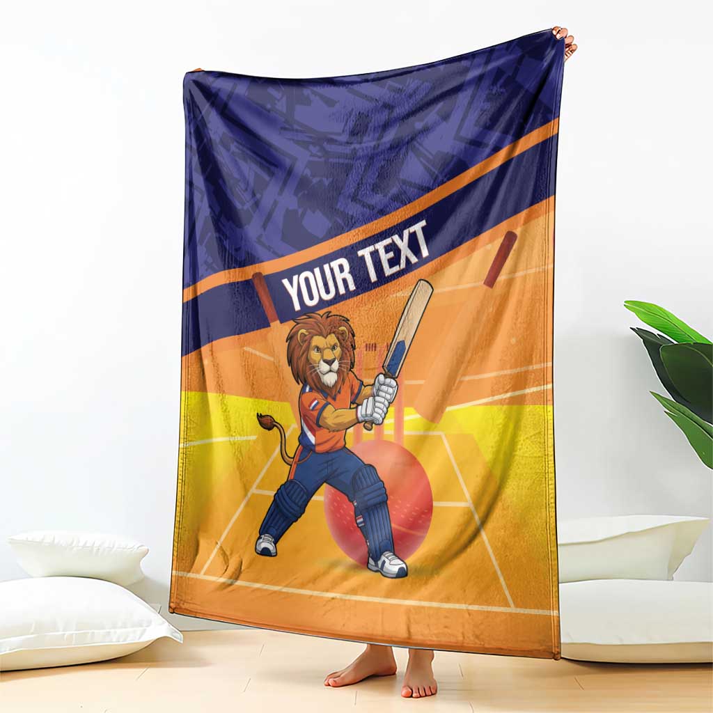 Custom Netherlands Cricket Blanket Go Flying Dutchmen Lion Mascot - Wonder Print Shop