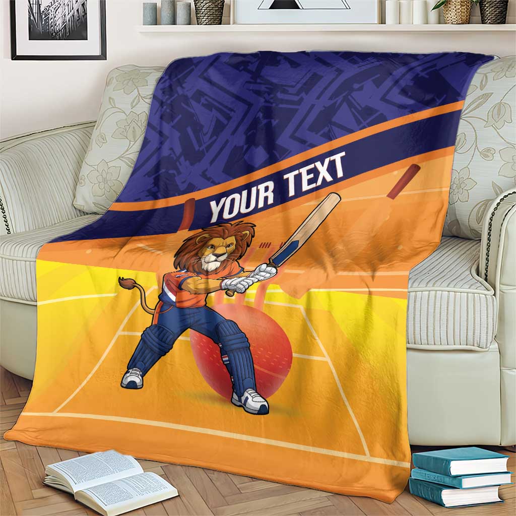 Custom Netherlands Cricket Blanket Go Flying Dutchmen Lion Mascot - Wonder Print Shop