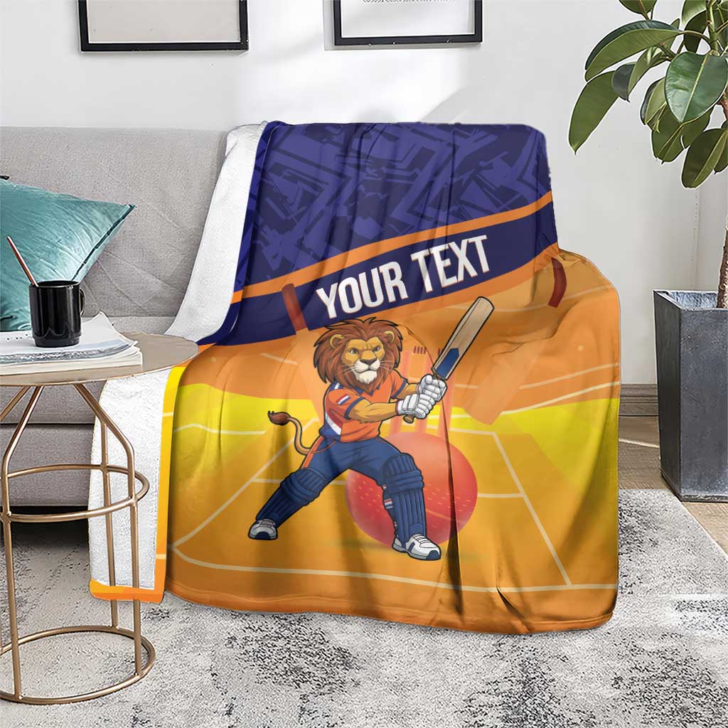 Custom Netherlands Cricket Blanket Go Flying Dutchmen Lion Mascot - Wonder Print Shop