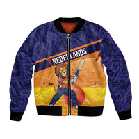 Custom Netherlands Cricket Bomber Jacket Go Flying Dutchmen Lion Mascot - Wonder Print Shop