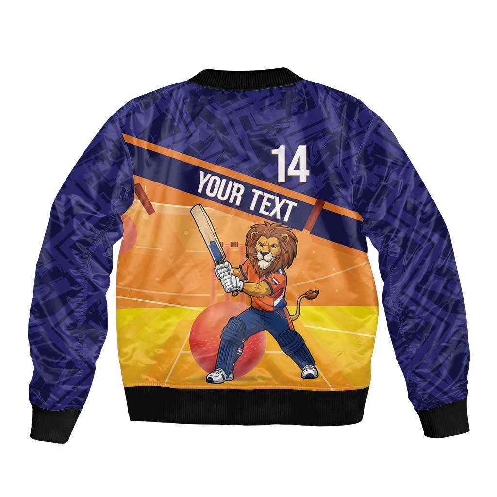 Custom Netherlands Cricket Bomber Jacket Go Flying Dutchmen Lion Mascot - Wonder Print Shop