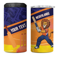 Custom Netherlands Cricket 4 in 1 Can Cooler Tumbler Go Flying Dutchmen Lion Mascot - Wonder Print Shop