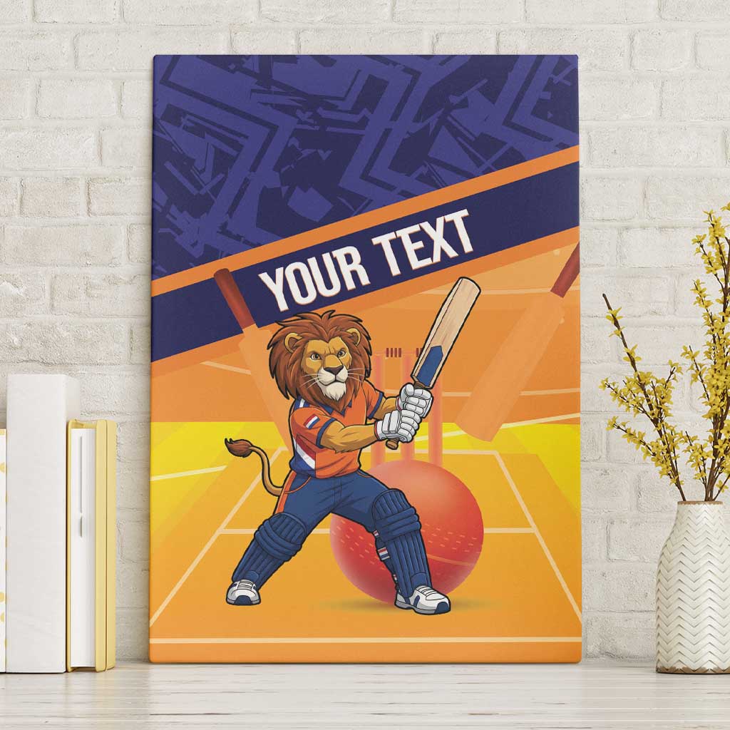 Custom Netherlands Cricket Canvas Wall Art Go Flying Dutchmen Lion Mascot - Wonder Print Shop