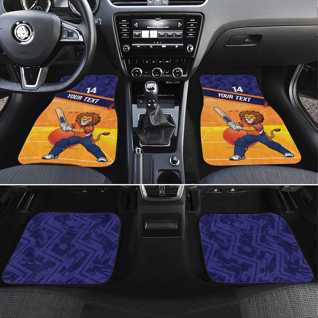 Custom Netherlands Cricket Car Mats Go Flying Dutchmen Lion Mascot - Wonder Print Shop