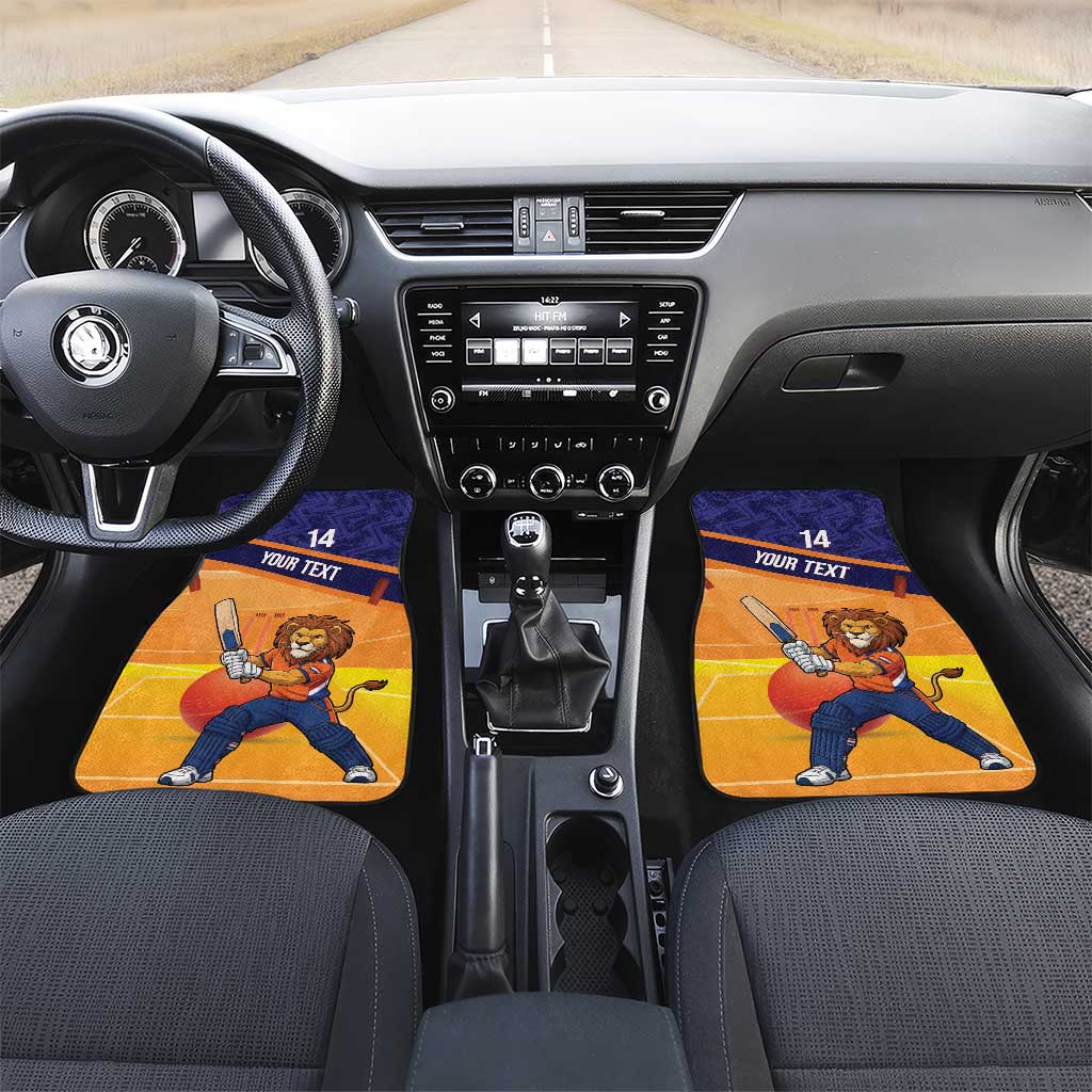 Custom Netherlands Cricket Car Mats Go Flying Dutchmen Lion Mascot - Wonder Print Shop