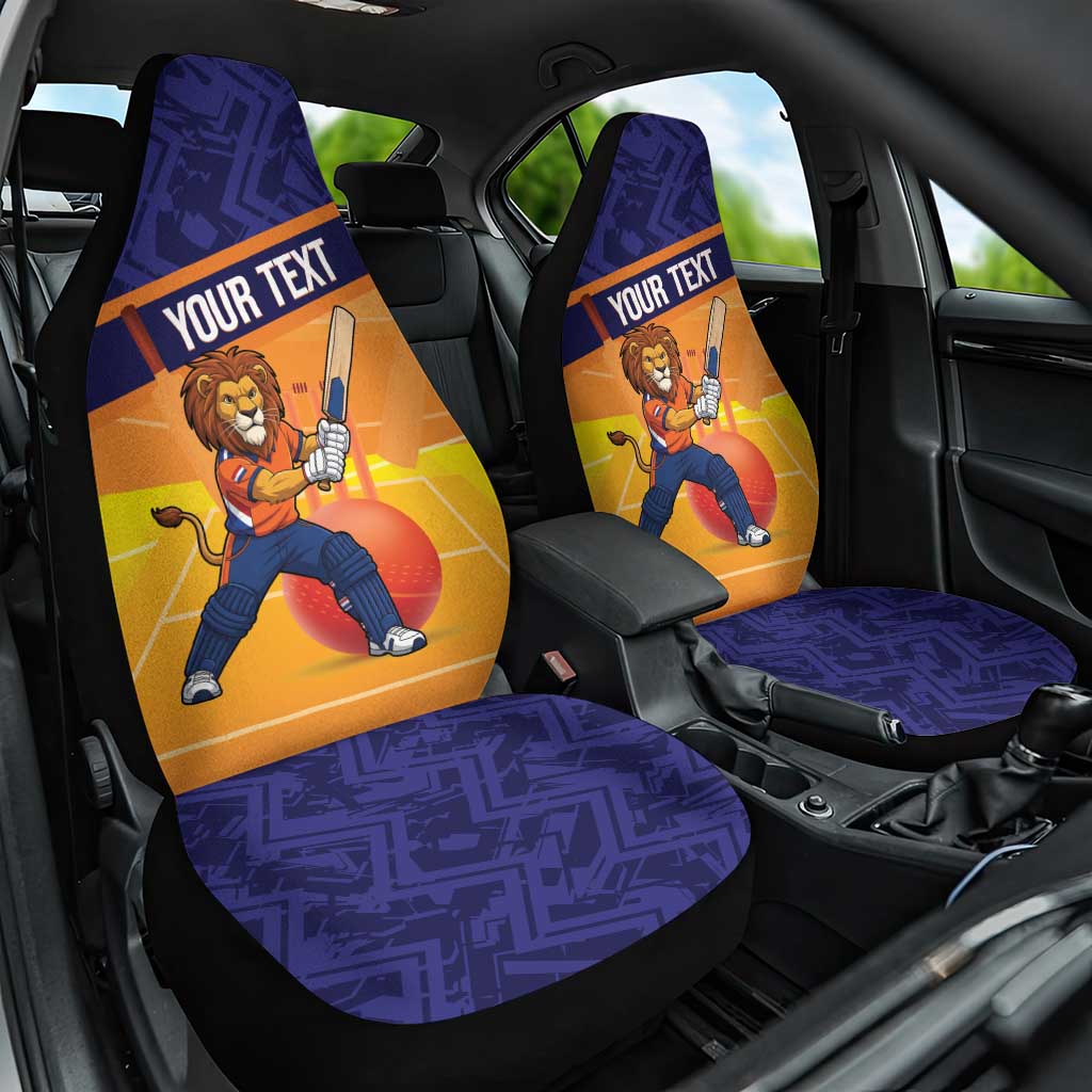 Custom Netherlands Cricket Car Seat Cover Go Flying Dutchmen Lion Mascot - Wonder Print Shop