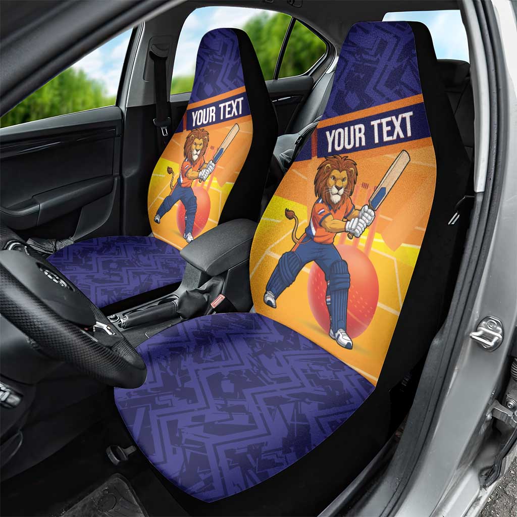 Custom Netherlands Cricket Car Seat Cover Go Flying Dutchmen Lion Mascot - Wonder Print Shop