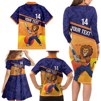 Custom Netherlands Cricket Family Matching Long Sleeve Bodycon Dress and Hawaiian Shirt Go Flying Dutchmen Lion Mascot - Wonder Print Shop