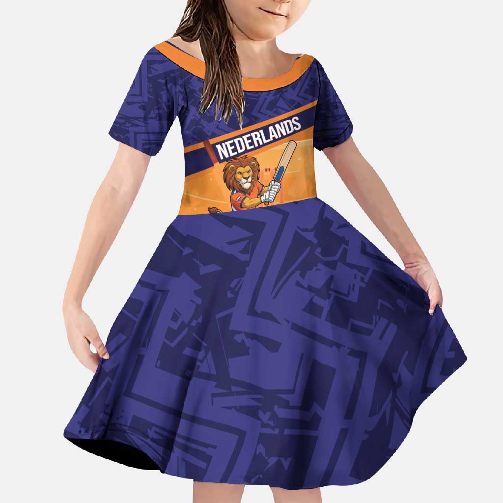 Custom Netherlands Cricket Family Matching Mermaid Dress and Hawaiian Shirt Go Flying Dutchmen Lion Mascot - Wonder Print Shop