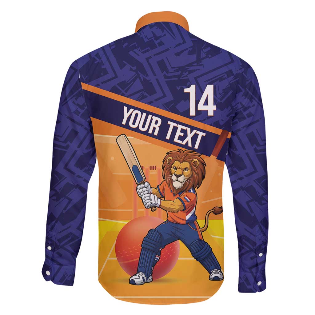 Custom Netherlands Cricket Family Matching Off Shoulder Maxi Dress and Hawaiian Shirt Go Flying Dutchmen Lion Mascot - Wonder Print Shop