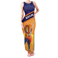 Custom Netherlands Cricket Family Matching Tank Maxi Dress and Hawaiian Shirt Go Flying Dutchmen Lion Mascot - Wonder Print Shop