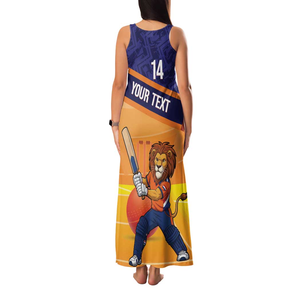 Custom Netherlands Cricket Family Matching Tank Maxi Dress and Hawaiian Shirt Go Flying Dutchmen Lion Mascot - Wonder Print Shop
