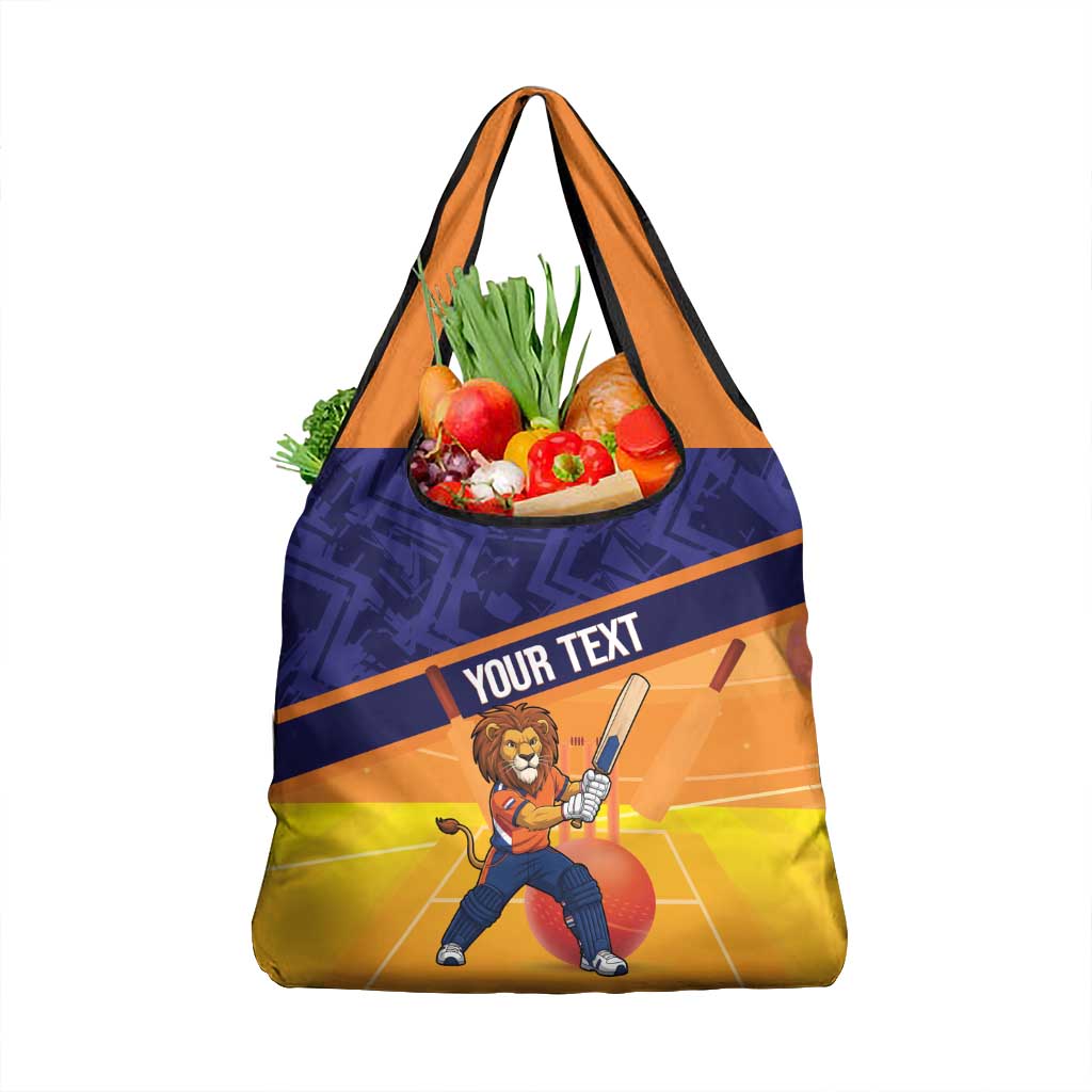 Custom Netherlands Cricket Grocery Bag Go Flying Dutchmen Lion Mascot - Wonder Print Shop