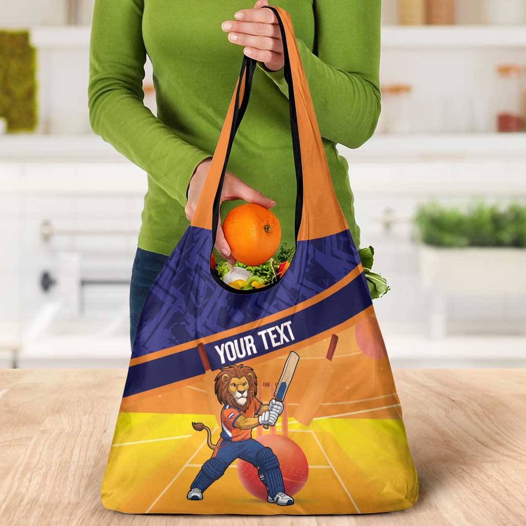 Custom Netherlands Cricket Grocery Bag Go Flying Dutchmen Lion Mascot - Wonder Print Shop