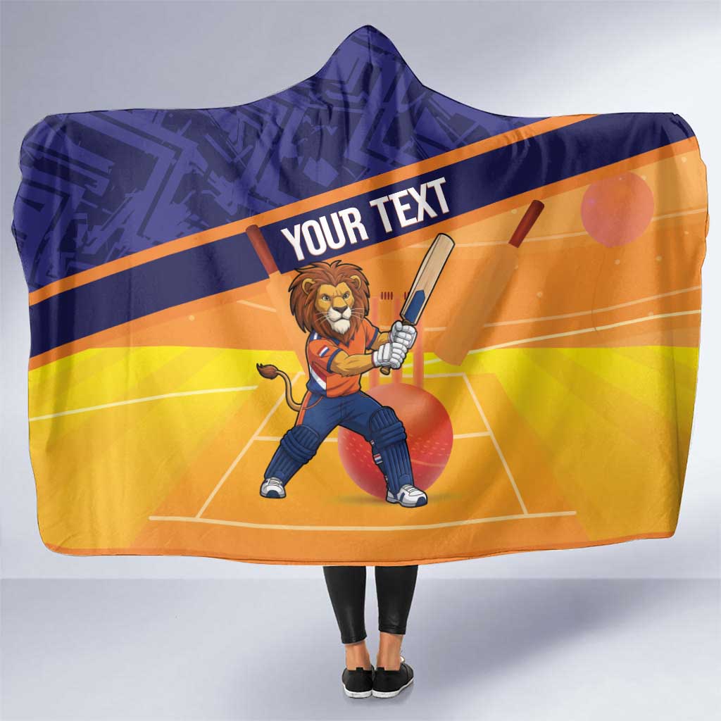 Custom Netherlands Cricket Hooded Blanket Go Flying Dutchmen Lion Mascot - Wonder Print Shop