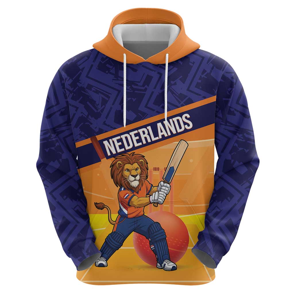 Custom Netherlands Cricket Hoodie Go Flying Dutchmen Lion Mascot - Wonder Print Shop