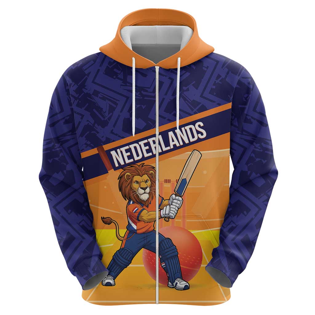Custom Netherlands Cricket Hoodie Go Flying Dutchmen Lion Mascot - Wonder Print Shop
