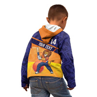 Custom Netherlands Cricket Kid Hoodie Go Flying Dutchmen Lion Mascot - Wonder Print Shop